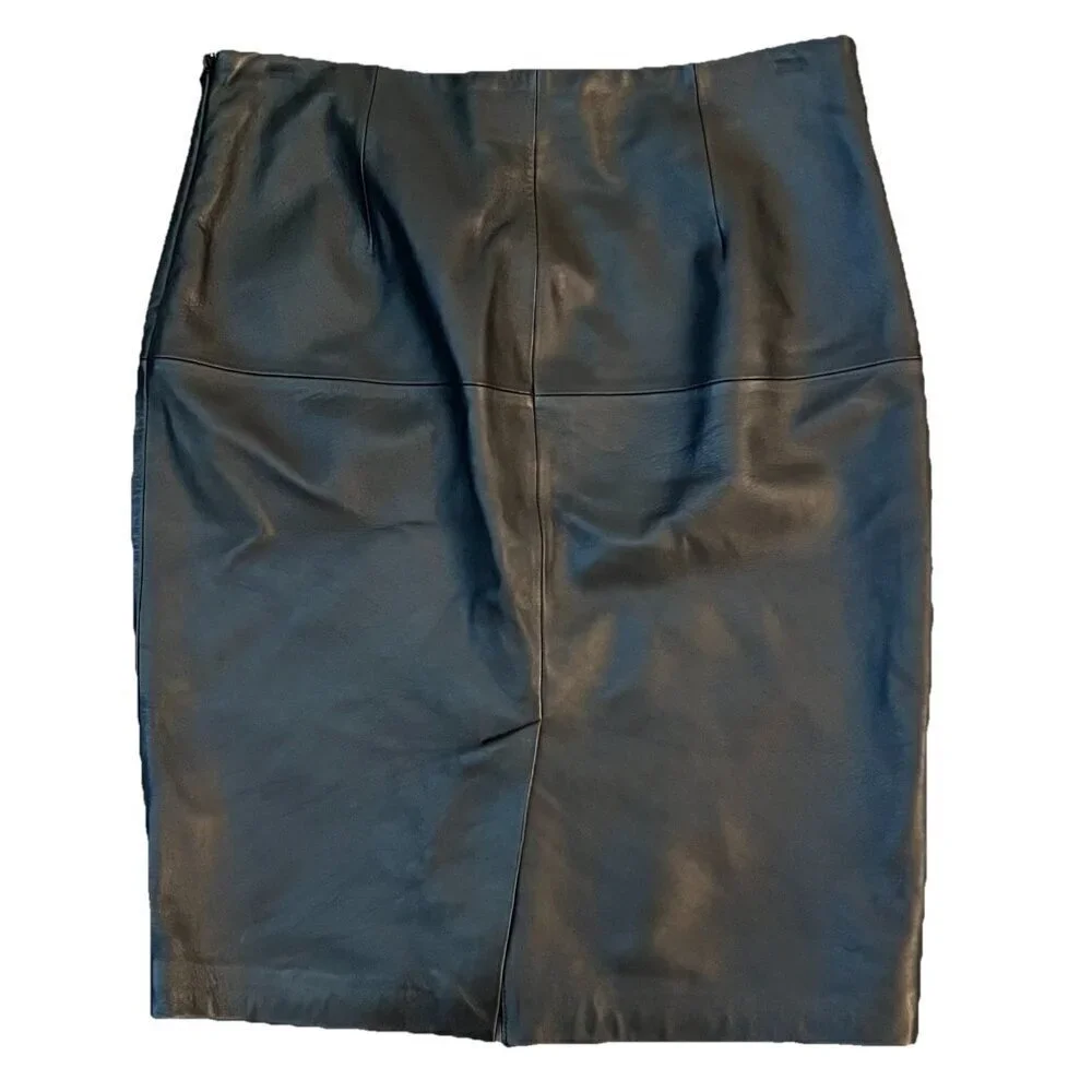 Antonio Melani Womens Genuine Leather Pencil Skirt Size Large Black City Evening